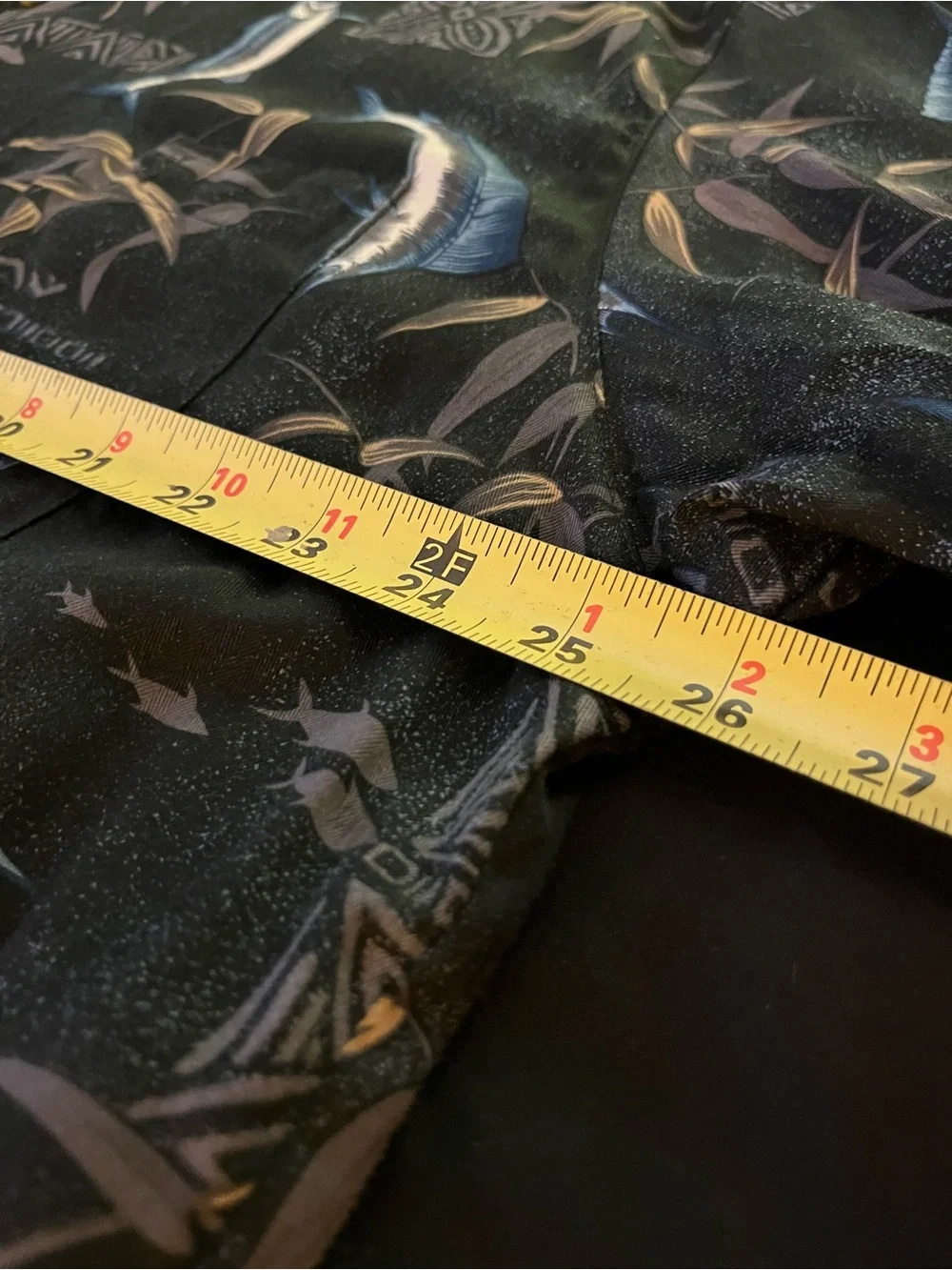 Hook & Tackle Hawaiian Shirt Mens XL Black Fishing Marlin Bamboo Tropical Camp